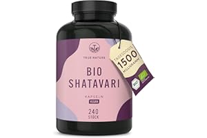 ‎TRUE NATURE BIO Shatavari Kapseln - 240 Stück | 1500mg pro Tag - 500mg pro Kapsel | Shatavari Pulver in Bio-Qualität - Asparagus Racemosus - Ayurveda für Frauen - Vegan, Deutsche Produktion - TRUE NATURE®
