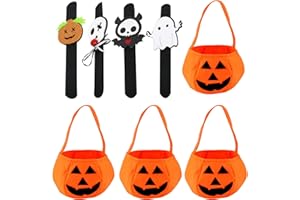 Ajuanbazha Sac Halloween de Bonbons Citrouille, Panier Halloween Trick or Treat, Seau Citrouille pour Halloween, Sacs de Bonbons Non Tissés Sacs à Cadeaux pour Faveurs Fête Déco Halloween