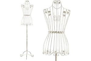 PrimoLiving Mannequin de Couture en métal Bella Donna en Blanc Antique - Mannequin Vintage - idéal comme Mannequin féminin ou portemanteau - P-05224
