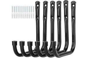 pipabiba Crochets de rangement à échelle, crochet de garage robuste, crochets de rangement en acier muraux pour outils de jardin, vélo, chaise, tuyau d’arrosage, intérieur extérieur