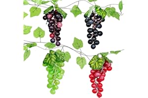 LTHERMELK 6PCS Künstliche Trauben Deko with Anlagen Girlande Rebe, Deko Kunststoff Weintrauben, Gefälschte Trauben, Obst Künstliche für Küche Büro Party Dekor Fotorequisit Schießen