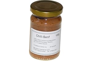 ‎WIEDEMER Wiedemer Spicy hot chili mustard from fresh preparation with selected natural vegan ingredients - 1 glass of 100 ml gourmet mustard for grilled meats, sauce, dips, sandwiches, cheese and much more.
