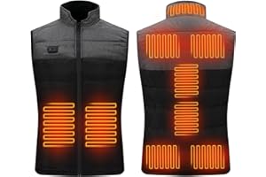 BSEICAL Kamizelka Ogrzewana Mężczyzna Flamevest, Podgrzewana Kamizelka Termiczna Kobieta, Ogrzewana Kurtka Usb, Podgrzewana Elektryczna Kamizelka Wędkarska Motocykl Praca Inteligentny Zima Regulowane 9 Obszary, Czarny, L