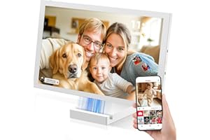 NGTECO 64G Cadre Photo Numérique WiFi 10,1", Rechargeable et sans Fil avec Batterie 5000mAh, Base de Charge sans Fil, Écran Tactile HD IPS, Rotation Auto, Application Frameo