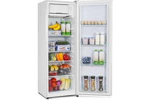 CURECURE Kühlschrank mit Mikro-Gefrierfach, 138 L Gesamtrauminhalt, 133 L Kühlen, 5 L Gefrieren, 4 Glasablagen mit Gemüsefach, Temperaturregelung, Schnellkühlfunktion (Weiß)