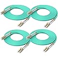 QSFPTEK OM3 LC to LC Fiber Patch Cable, 10GB Duplex LC-LC 50/125um Multimode Fiber Optic Cord LSZH 0.5 Meter(1.64ft)-4pack