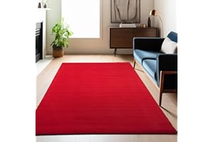Carpetsale24 Tappeto per Soggiorno 160x230 cm Rosso Lavabile, Pelo Corto, Design Moderno, Monocromatico - Tappeto Lavabile Antiscivolo Extra Morbido e Fluffy per Camera da Letto, Cucina