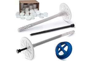 STRÜBER WDVS Lot de 100 chevilles isolantes avec clous en plastique Blanc Ø 10 x 140 mm + 100 pièces + fraises à polystyrène 1 pièce) pour isolation de façades EPS