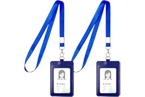 Vicloon Porta Badge Pelle, 2Pcs Porta Badge da Collo, Porta Tesserino Verticale con cordini in Nylon da 45,7 cm, Porta Pass Identificazione per Ufficio, Scuola, Patente di Guida