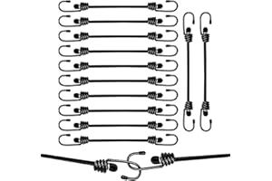 DAWRIS Set da 12 Corde Elastiche, Corde Elastiche con Gancio per Tende Elastici Portapacchi 35cm Cavi elastici con ganci occhielli Tenditore elastico in Gomma Cinghie Elastiche per Campeggio, Giardinaggio