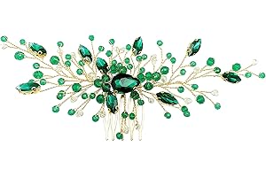 CLYDEWY Green Hair Crystal Comb Accessories Wedding Hair Pin Accessories for Women Girls Bridal Bridesmaid Guest Gold Emerald Green Rhinestone Vine Headpiece Hair Clips for Prom Wedding