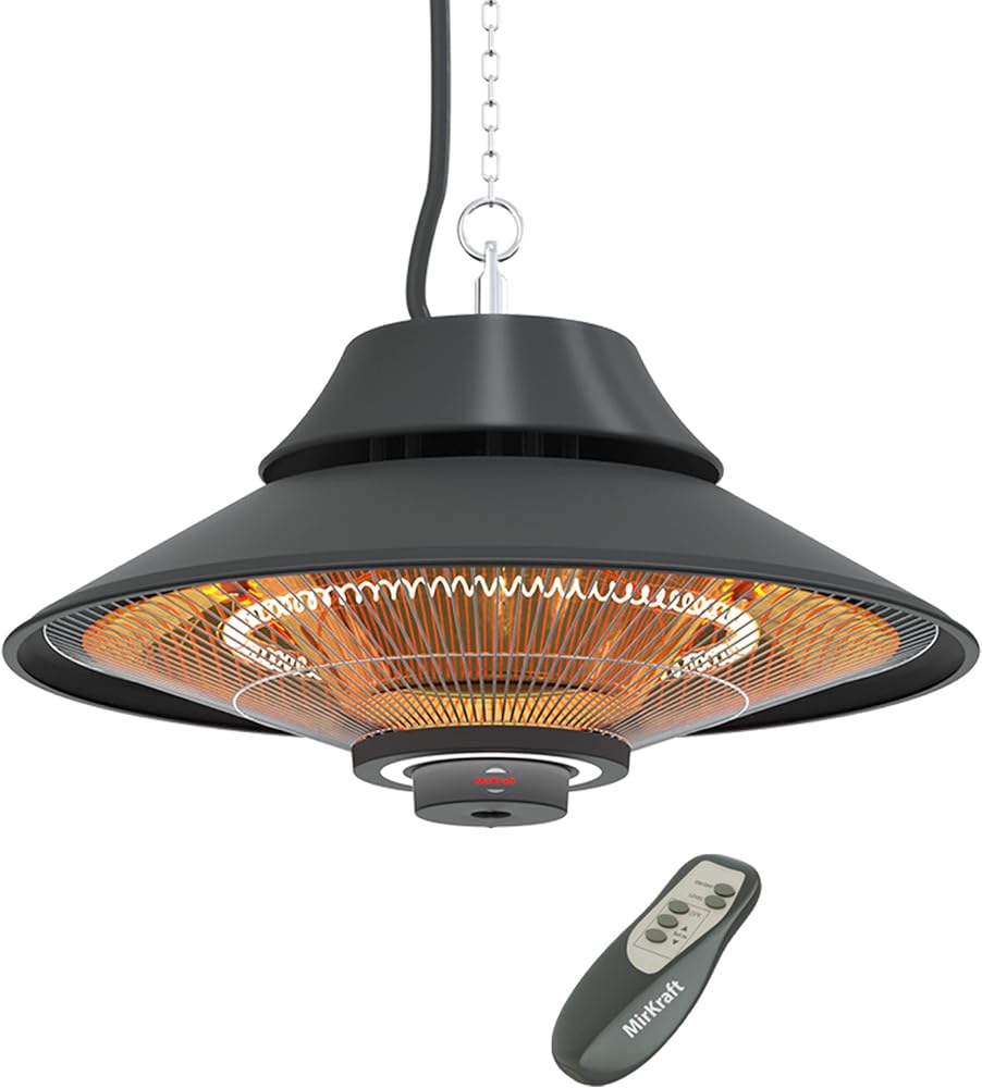 MirKraft Elirg R.C LED Işıklı Elektrikli Isıtıcı, 2000 W, Uzaktan Kumandalı, İki Isıtma Kademesi, IP45, Balkon Isıtıcısı, Çadır Isıtıcısı, Kış Bahçesi Isıtıcısı, Karbon Kızılötesi Isıtıcı (Elirg R.C)