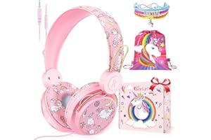 JYPS Kinder Kopfhörer, Einhorn Kopfhörer Kinder mit Mikrofon ab 2 zu 10 Jahre, Verstellbare Kleinkindkopfhörer mit Kabel für Jungen und Mädchen, Kids Headphones für iPad/Tablet