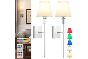 Aiehnid Battery Operated Wall Lights Set Of 2，with Color Temperature Dimmable Remote Control，Battery Powered Non Hardwired Wall Lamp，for Bedroom Farmhouse Bedside Reading Light (Color : Chrome)