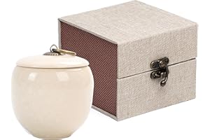 VENCEDE Handicrafted Ceramics Mini Pet Urns, Cremation Urns Memorial Ashes Holder, Pet Coffin, Beautiful Ashes Keepsake, Sealed Ceramic (White)