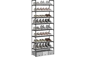 AcornFort® S-536 Étagère à Chaussures à 8 Niveaux, Range-Chaussure, Porte-Chaussure, Conception très Robuste,pour 24 Paires de Chaussures, 56 x 30 x 140 cm, pour entrée, Chambre à Coucher (Noir)