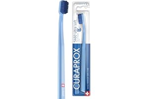 Curaprox CS 5460 Brosse à dents Ultra-Douce - Soin des Dents et des Gencives pour Adultes/Poils Curen® Super Doux pour un Nettoyage en Douceur/Bleu Clair, Emballage Unique/Fabriqué en Suisse