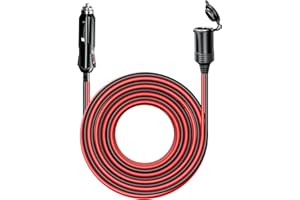 IRZAKI 13FT 12V-24V Car Cigarette Lighter Extension Cord Heavy Duty 15A Fuse Extension Cable Plug to Socket for Air Compressor Pump 16AWG Male to Female Socket … (13FT)