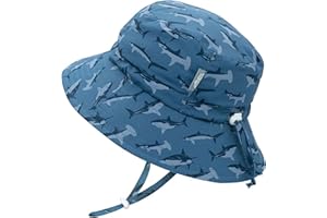 JAN & JUL Beach Toddler Boys Bucket Sun-Hats with Strap, Adjustable