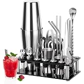 Cinnani Cocktail Shaker Boston-20 Piece Cocktail Shaker Kit-Professional Stainless Steel Cocktail Shaker-with Acrylic Stand-C