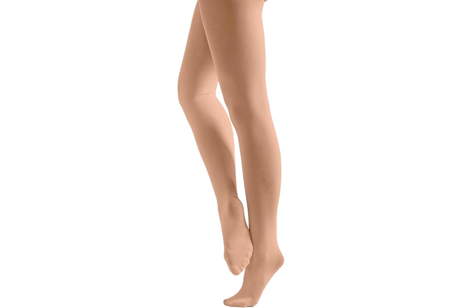 Footed Dance Ballet Tights in 70 Denier High Performance Fabric, Full Foot Ballet Tights, for Girls & Women in Pink & Tan