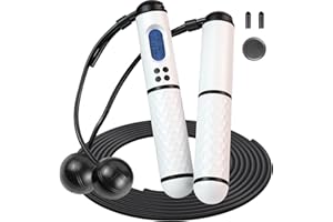 HAPHOME Corde à Sauter Sport fitness pour adultes - Corde a Sauter Sans Fil avec Compteur Calories et Minuterie LCD écran montrant,Poignées Antidérapantes Jump Rope Réglable pour Fitness Adulte,Enfant
