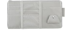 OHAOLYLE Classic Leather Car Sun Visor Organizer, Multi-Pocket Pouch for Cards, Money, Pen, Glasses, CD, Universal Fit for Car and SUV