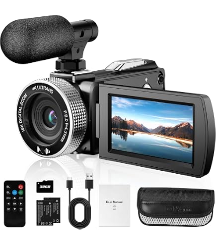 Caméscope 5K 64 MP Avec Microphone Et Télécommande - WiFi, Zoom 18x, Vision Nocturne, Écran Tactile, Idéal Vlogging