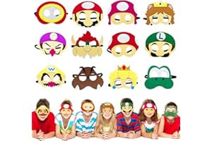 LURICO Maschere Bambini Feste, 12 Pezzi BambiniFeltro Mascherine, Cosplay per Bambini Adulti, Maschere per Feste Di Cosplay per Compleanno, Natale, Halloween, Carnevale