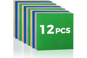Etarnfly Lot de 12 plaques de Construction - Compatible avec la Plupart des Marques - 25 × 25 cm - Jouet de Construction pour Enfants - Plaque de Base en Sable Gris Vert Bleu