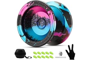 FETESNICE YOYO 002 - Yoyo Profesional para niños de 8 a 12 años y Adultos, yoyo de Metal Que no responde/responde de Doble propósito, yoyos de Mariposa con Bolsa, Guante, 10 Cuerdas de yoyo y Kits de