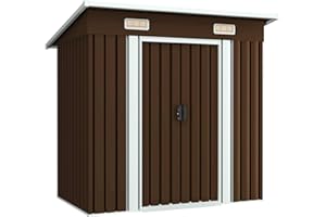 Homgoday Cobertizo de Almacenaje para Jardín Antracita Caseta Casetilla de Almacenamiento para Patio Exterior Cabaña de Acero Marrón