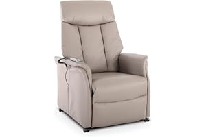 ‎RABURG Raburg Fernsehsessel mit Aufstehhilfe, Relaxsessel mit Liegefunktion, elektrisch mit Fernbedienung, 2 Motoren, Taschenfederkern/Komfort-Polsterung, bis 120 kg, Leder/Kunstleder, Emma, Naturgrau