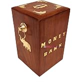 MITRIA TRADERS Wooden Money Classic Bank - 8 X 5 X 5.5 Inch | Big Master Size Piggy Bank | Storage for Kids and Adults, Antiq