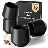 MIAMIO - Large Espresso Cups Set of 4, Ceramic (80ml) - Luxe (Black) | Ceramic Espresso Cups No Handle Thick Espresso Cups fo
