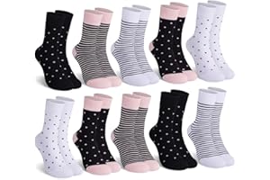 Mowenti socken damen 39-42 35-38 sportsocken strümpfe socks Damensocken bunte schwarz Streifen Punkte baumwollsocken 10 Paar