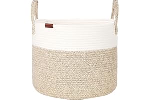 Wintao Storage Basket Extra Large, Woven Washing Basket with Handle Blanket Toy Organiser Desert 50 x 30 cm