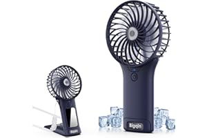 Bigqin Mini Ventilateur de Poche,2000mAh Ventilateur de Portatif, USB Rechargeable 4 Vitesses avec Miroir,Léger Ventilateur Puissant pour Bureau Extérieur Rafraîchissez-Vous,Bleu