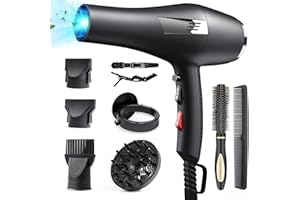 SNOWSEN Professioneller Haartrockner, 2200W Lonic Haartrockner, Leistungsstarker schnell trocknender Salon-Haartrockner mit 2 Geschwindigkeiten, 3 Heizstufen, Cool-Taste, Für Haarsalon Familie