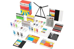 MEEDEN Deluxe Acryl Malset mit 24×120ML Acrylfarben, Aluminium Tischstaffel, 10 Pinsel, Leinwand Panels und mehr Kunstzubehör für Anfänger, Künstler
