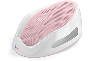 Angelcare Asiento de baño ergonómico para la bañera o ducha grande, color rosa claro, superficie de descanso agradable y suave
