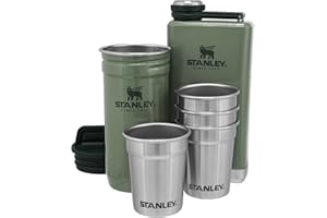 Stanley Adventure Pre-Party Shot Glass + Flask Set - Acciaio Inossidabile Senza BPA - Borraccia in Acciaio Inossidabile - Set regalo - Lavabili in Lavastoviglie