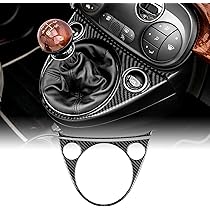 KUNGKIC Pour Fiat 500 2008-2023 Abarth 595 2012-2023 Voiture Contrôle central AC Panneau de commande Autocollant en fibre de carbone Décoratif Intérieur Accessoires Cadeau,Noir,Style B
