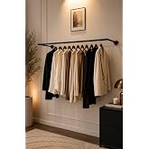 Modern Siyah Metal Duvara Monte 100 Cm Askılık Elbise Askılığı Konfeksiyon Askılığı Duvar Askısı