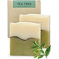 AUTHENTIC BATH & SOAP Cold Processed - Tea Tree Soap Bar - for Sensitive Skin, Fresh and Clean, Face & Body Wash for Man & Woman, Natural, Cruelty Free & Vegan, Fragrance Free. (Pack of 2) 120 gr Each