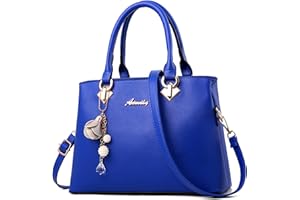 DORRISO Mode Sac à Main Femmes Sac Bandoulière Sac Cuir PU Poignée Sac Bandoulière Cloches Suspendues Ornements Travailler Voyage Décontracté Quotidien Sac à Main Bleu