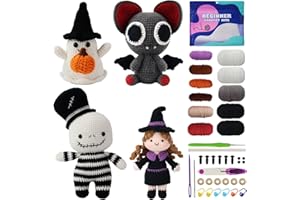 Fltengle Crochet Kit Complete Pack for Beginners, Home Halloween Decoration Including Crochet Hook, Yarn Balls, Needles, Instructions, Step-by-Step Video (Halloween)