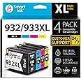 Smart Ink Compatible Ink Cartridge Replacement for HP 932XL 933XL 932 XL 933 XL 4 Combo Pack (XL Black, Cyan, Magenta Yellow) to use with HP Officejet 6100 6600 6700 7110 7510 7610 7612 7620 Printers