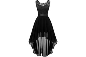 BeryLove Elegancka damska sukienka koktajlowa vokuhila, bez rękawów, suknia wieczorowa, szyfonowa, na wesele, dla druhny