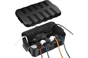 RESTMO Extra Large Waterproof Electrical Box (12.6×8.7×5.1 in), IP54 Weatherproof Outdoor Outlet Cover, Protect Outlet, Plug, Timer, Power Strip (Not Included), Holiday Light Decoration, Black